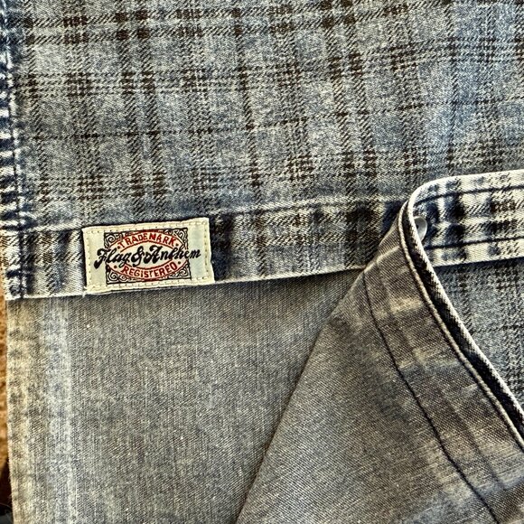 Flag & Anthem 100% Cotton Pre Washed Pre Faded Denim Long Sleeve Button Down - Picture 6 of 9